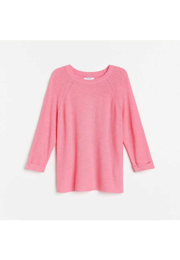 Reserved - Sweter z raglanowymi rękawami - Różowy. Kolor: różowy. Długość rękawa: raglanowy rękaw