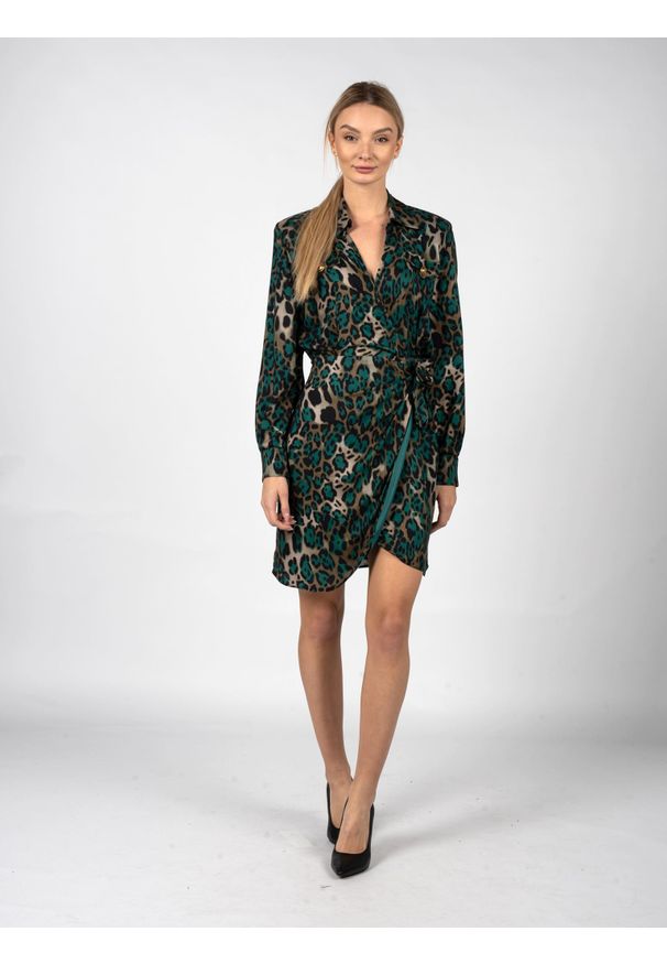 Pinko Sukienka "Alix" | 1G181B A097 | Kobieta | Zielony. Okazja: na co dzień. Kolor: zielony. Materiał: wiskoza. Długość rękawa: długi rękaw. Typ sukienki: kopertowe, proste. Styl: casual. Długość: midi