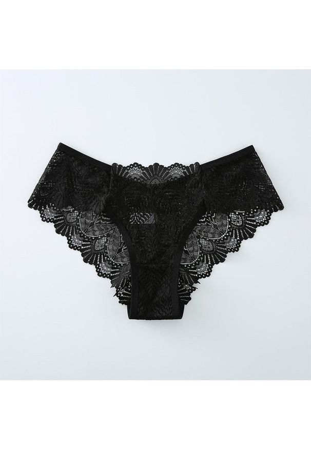 Intica - Figi bezszwowe z koronką na co dzień i specjalne okazje Levana. Kolor: czarny. Materiał: koronka. Wzór: koronka