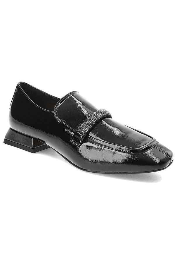 Czarne Półbuty Armodo Stylowe Buty Damskie. Okazja: na spotkanie biznesowe. Kolor: czarny. Materiał: lakier, skóra. Szerokość cholewki: normalna. Styl: elegancki