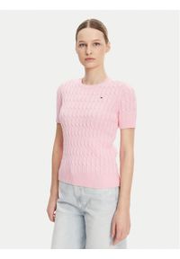TOMMY HILFIGER - Tommy Hilfiger Sweter WW0WW38744 Różowy Regular Fit. Kolor: różowy. Materiał: bawełna