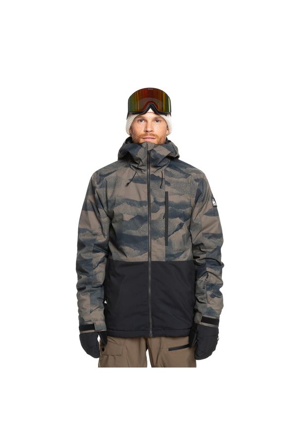 Kurtka snowboardowa męska Quiksilver Mission Printed Block. Kolor: brązowy. Sezon: zima. Sport: snowboard