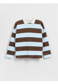 Reserved - Bawełniana bluza w paski - brązowy. Kolor: brązowy. Materiał: bawełna. Wzór: paski #1