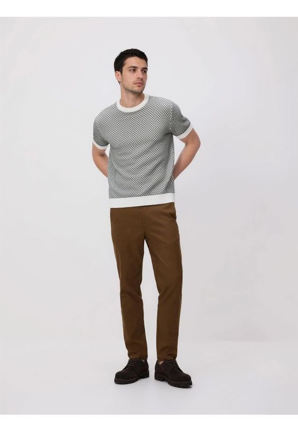 Reserved - Strukturalny sweter z krótkim rękawem - jasnoszary. Kolor: szary. Materiał: dzianina, bawełna. Długość rękawa: krótki rękaw. Długość: krótkie