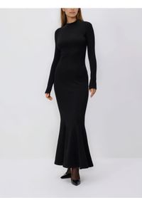Reserved - Sukienka maxi - czarny. Kolor: czarny. Materiał: bawełna, dzianina. Wzór: gładki. Typ sukienki: proste. Długość: maxi #1