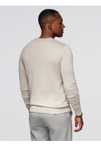 Ombre Clothing - Sweter męski z okrągłym dekoltem z elastycznej dzianiny o klasycznym splocie - beżowy V3 - Rozmiar: XL. Okazja: na co dzień. Kolor: beżowy. Materiał: dzianina. Wzór: ze splotem. Styl: klasyczny #8