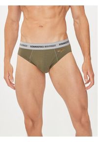 Aeronautica Militare Komplet 2 par slipów AM1USL002 Khaki. Kolor: brązowy. Materiał: bawełna #4
