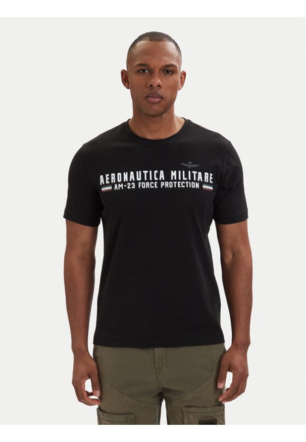 Aeronautica Militare T-Shirt 261TS1942UJ00538 Czarny Regular Fit. Kolor: czarny. Materiał: bawełna