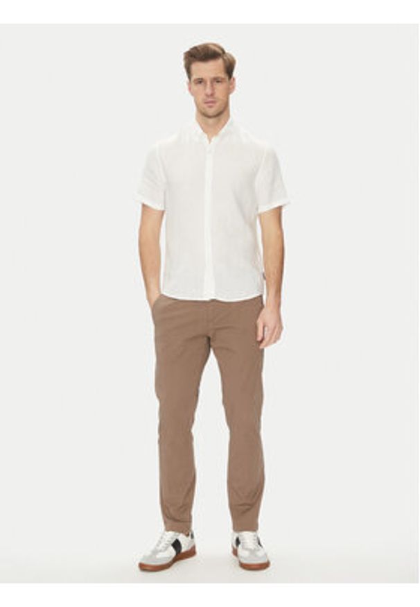 Michael Kors Koszula CS1400I4YT Biały Slim Fit. Kolor: biały. Materiał: len