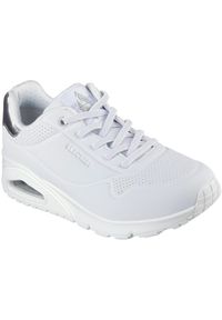 skechers - Adidasy Skechers Uno - Shimmer Away, Kobiety. Kolor: biały, wielokolorowy, szary. Materiał: guma, materiał, poliester