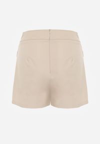 Born2be - Beżowe Spódnico-Szorty z Bawełną Ozdobione Imitacją Kieszeni Tinorina. Okazja: na spacer. Kolor: beżowy. Materiał: bawełna. Wzór: aplikacja. Sezon: wiosna. Styl: elegancki #4