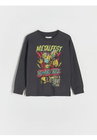 Reserved - Longsleeve Transformers - ciemnoszary. Kolor: szary. Materiał: bawełna, dzianina. Długość rękawa: długi rękaw #1