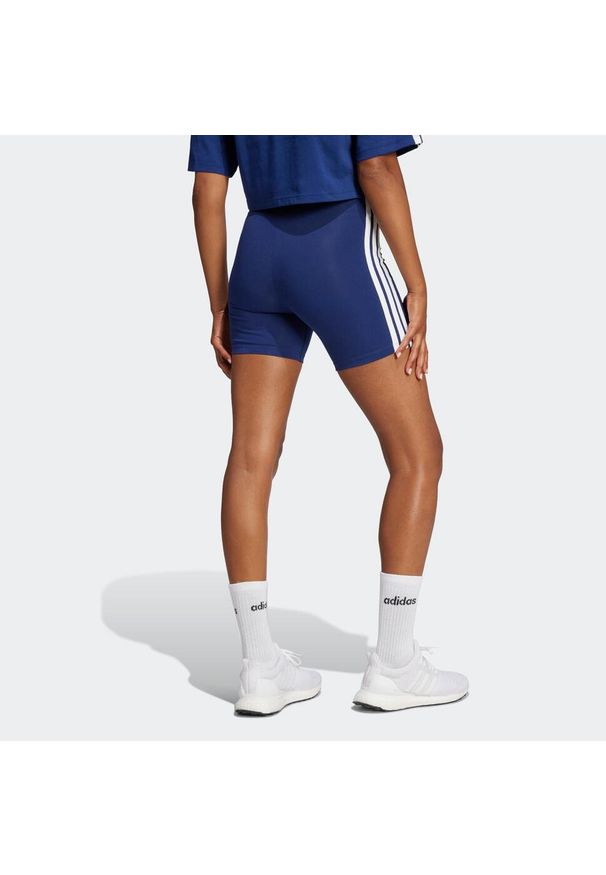 Adidas - Spodenki fitness damskie ADIDAS. Kolor: niebieski. Materiał: bawełna, włókno, materiał. Sport: fitness
