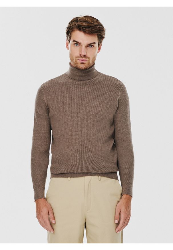 Pako Lorente - PAKO LORENTE – Męski golf w kolorze brązowym. Typ kołnierza: golf. Kolor: brązowy. Materiał: bawełna, nylon. Sezon: jesień