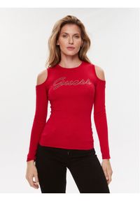 Guess Sweter W3BR80 Z2YK2 Czerwony Slim Fit. Kolor: czerwony. Materiał: wiskoza #1