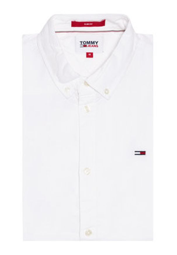 Tommy Jeans Koszula Oxford DM0DM09594 Biały Slim Fit. Kolor: biały. Materiał: bawełna