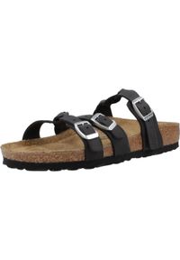 Klapki damskie Birkenstock Franca Braided. Kolor: czarny. Materiał: materiał, skóra, syntetyk