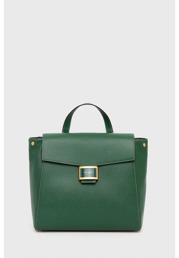 Kate Spade plecak skórzany damski kolor zielony mały gładki. Kolor: zielony. Materiał: skóra. Wzór: gładki
