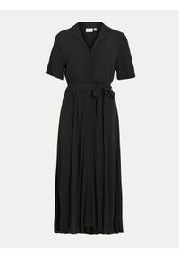 Vila Sukienka koszulowa Billie 14097551 Czarny Regular Fit. Kolor: czarny. Materiał: wiskoza. Typ sukienki: koszulowe #1