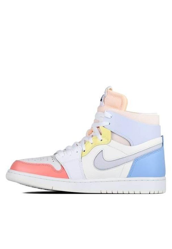 Nike - Buty do koszykówki AirJordan1 RetroHigh Zoom Air Comfort High To My First Coach. Kolor: żółty, niebieski, wielokolorowy, biały. Materiał: skóra, syntetyk, materiał. Szerokość cholewki: normalna. Model: Nike Zoom. Sport: koszykówka