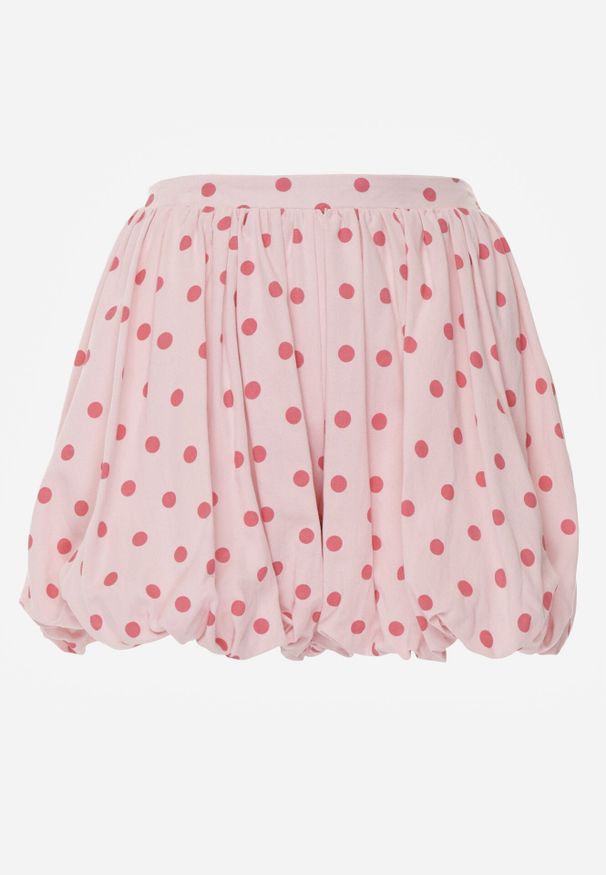 Born2be - Różowe Szorty z Bawełną i Wiskozą o Kroju Bombki w Kropki Haros. Okazja: na co dzień. Kolor: różowy. Materiał: wiskoza, bawełna. Wzór: kropki. Styl: casual, elegancki