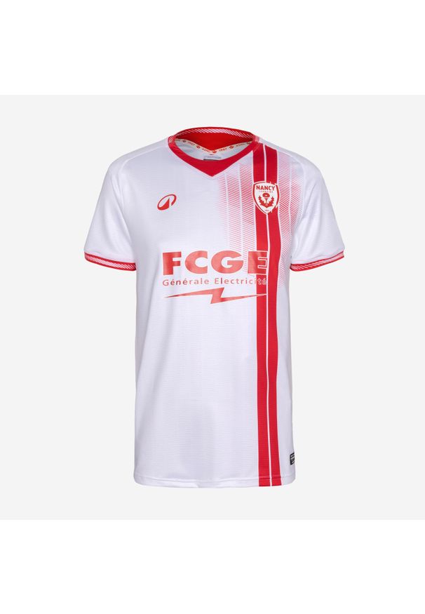 KIPSTA - Koszulka piłkarska Kipsta AS Nancy Lorraine 25/26 domowa. Kolor: czerwony, biały, wielokolorowy. Materiał: poliester, tkanina, elastan, materiał, prążkowany. Sport: piłka nożna