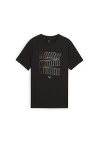 Puma - Młodzieżowa koszulka Essentials Logo Lab PUMA Black. Kolor: czarny. Wzór: haft, nadruk. Sport: joga i pilates