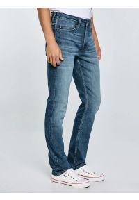 Big-Star - Jeansy męskie dopasowane granatowe Terry High Waist 329. Okazja: na co dzień. Stan: podwyższony. Kolor: niebieski. Styl: klasyczny, casual
