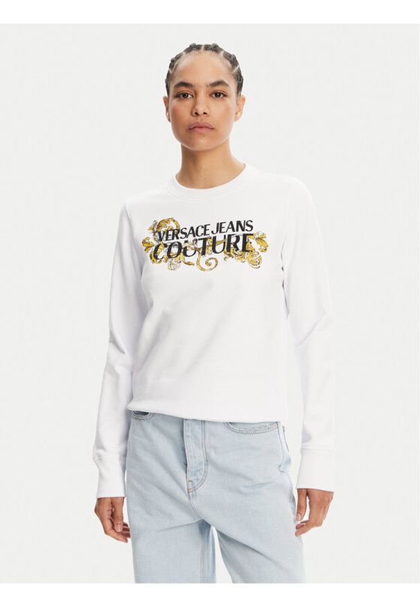 Versace Jeans Couture Bluza 78HAIC06 Biały Regular Fit. Typ kołnierza: kołnierzyk włoski. Kolor: biały. Materiał: bawełna