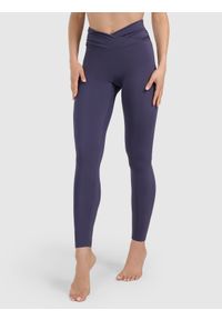 4f - 4F Legginsy do jogi i pilatesu szybkoschnące damskie - granatowe S. Stan: podwyższony. Kolor: niebieski. Materiał: dzianina, materiał, włókno, elastan. Długość: długie. Sport: joga i pilates #2