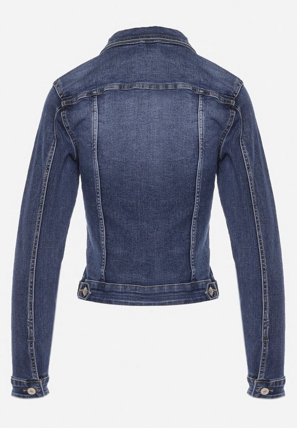 Born2be - Granatowa Jeansowa Kurtka o Klasycznym Kroju z Guzikami i Kieszeniami Umerlia. Kolor: niebieski. Materiał: jeans. Styl: klasyczny