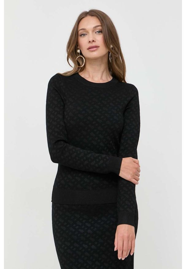BOSS sweter damski kolor czarny. Kolor: czarny. Materiał: materiał, dzianina