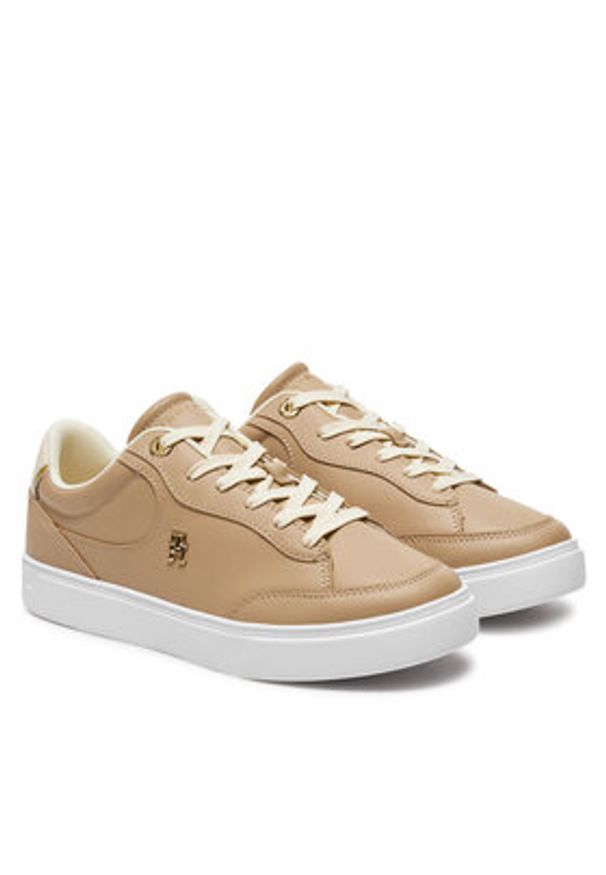 TOMMY HILFIGER - Tommy Hilfiger Sneakersy Essential Chic Court Sneaker FW0FW08322 Beżowy. Kolor: beżowy. Materiał: skóra