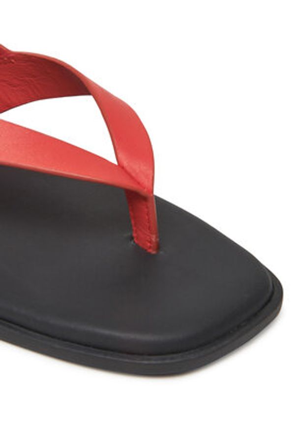 TOMMY HILFIGER - Tommy Hilfiger Sandały Color Block Thong Flat Sandal FW0FW08883 Pomarańczowy. Kolor: pomarańczowy. Materiał: skóra