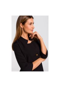 Stylove - Sukienka marynarka elegancka żakietowa asymetryczna czarna. Okazja: na spotkanie biznesowe, do pracy. Kolor: czarny. Typ sukienki: asymetryczne. Styl: elegancki. Długość: midi #2