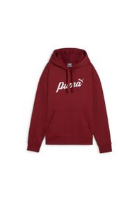 Puma - Damska bluza z kapturem ESS+ Script PUMA Intense Red White Rubber. Typ kołnierza: kaptur. Kolor: czerwony, biały, wielokolorowy