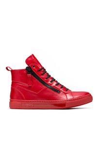Kazar - Czerwone sneakersy męskie. Kolor: czerwony. Materiał: skóra #1