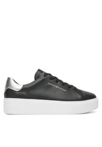 TOMMY HILFIGER - Tommy Hilfiger Sneakersy Essential Platform Court Sneaker FW0FW08756 Czarny. Kolor: czarny. Materiał: skóra. Obcas: na platformie #1