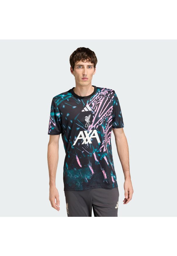 Adidas - Koszulka Liverpool FC 25/26 Pre Match. Kolor: różowy, czarny, wielokolorowy, zielony. Sport: piłka nożna