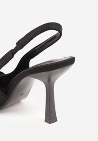 Renee - Czarne Szpilki Slingback z Ozdobną Kokardą na Nosku Chelshi. Zapięcie: pasek. Kolor: czarny. Obcas: na szpilce. Styl: elegancki #6