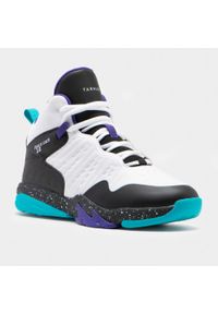 TARMAK - Buty do koszykówki dla dzieci Tarmak SS500H. Wysokość cholewki: przed kolano. Kolor: pomarańczowy, czerwony, wielokolorowy, zielony. Materiał: kauczuk, skóra, syntetyk. Szerokość cholewki: normalna. Sport: koszykówka