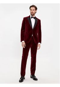 BOSS - Boss Spodnie garniturowe H-Genius-Tux-231 50484723 Bordowy Slim Fit. Kolor: czerwony. Materiał: bawełna #3