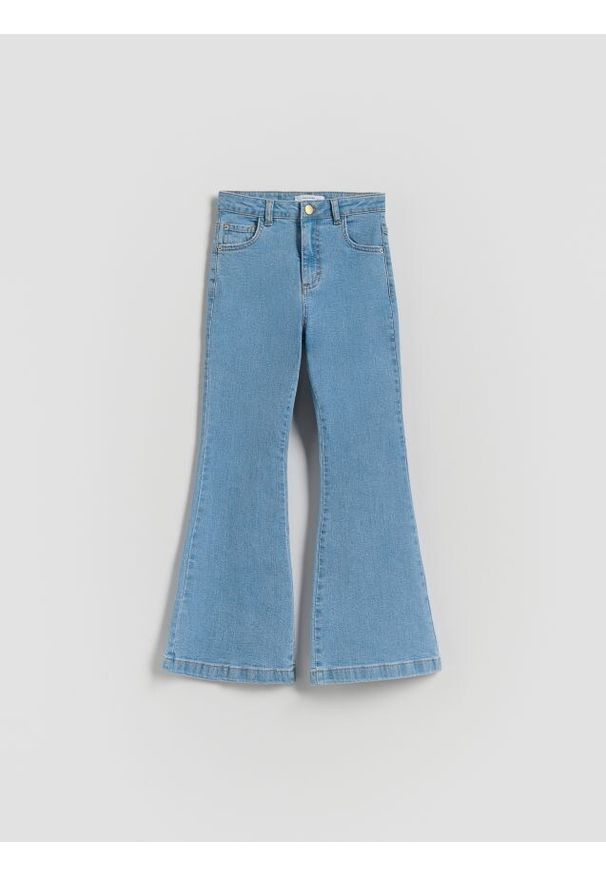 Reserved - Jeansy flare high waist - niebieski. Stan: podwyższony. Kolor: niebieski