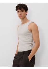 Reserved - Bawełniany tank top - jasnoszary. Kolor: szary. Materiał: bawełna