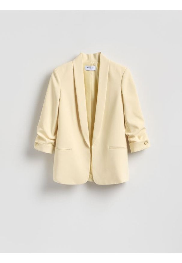 Reserved - Marynarka z dodatkiem wiskozy - jasnożółty. Kolor: żółty. Materiał: wiskoza