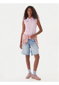 Kappa Polo Logo Tennis 302LR20 Różowy Slim Fit. Typ kołnierza: polo. Kolor: różowy. Materiał: bawełna, syntetyk #5