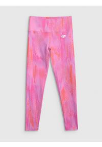 4f - 4F Legginsy treningowe szybkoschnące damskie - różowe XL. Stan: podwyższony. Kolor: różowy. Materiał: materiał, włókno. Sport: fitness #1