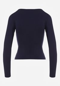 Renee - Granatowa Bluzka Longsleeve z Wiskozą i Kwadratowym Dekoltem Seliusei. Typ kołnierza: dekolt kwadratowy. Kolor: niebieski. Materiał: wiskoza. Długość rękawa: długi rękaw. Długość: długie #6