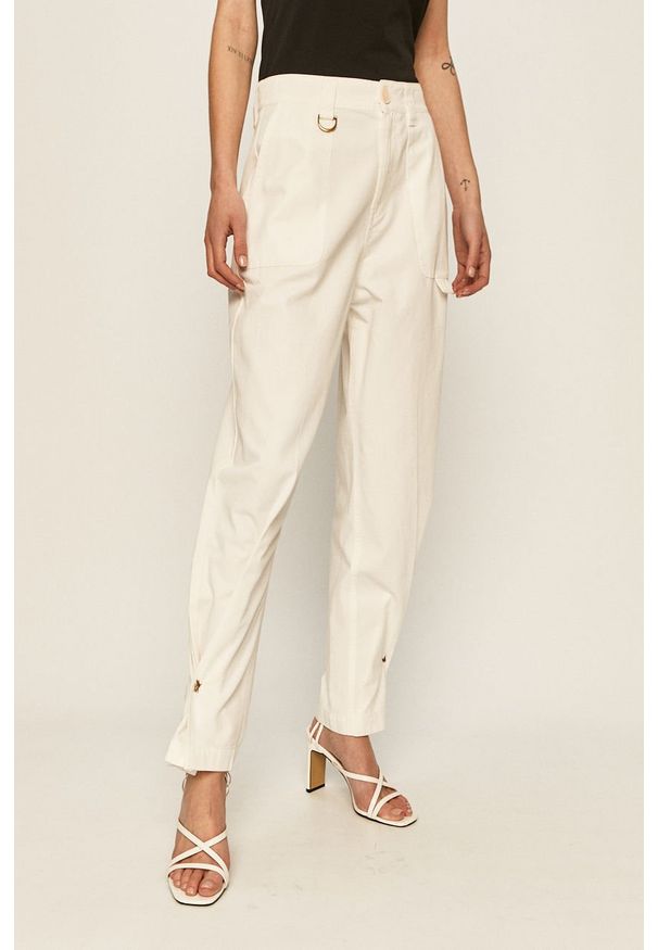 Miss Sixty - Spodnie. Stan: podwyższony. Kolor: biały. Materiał: tkanina, bawełna. Wzór: gładki