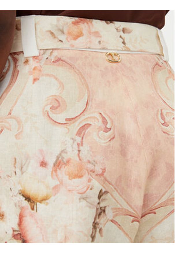 TwinSet - TWINSET Szorty materiałowe 251TT2443 Beżowy Regular Fit. Kolor: beżowy. Materiał: len